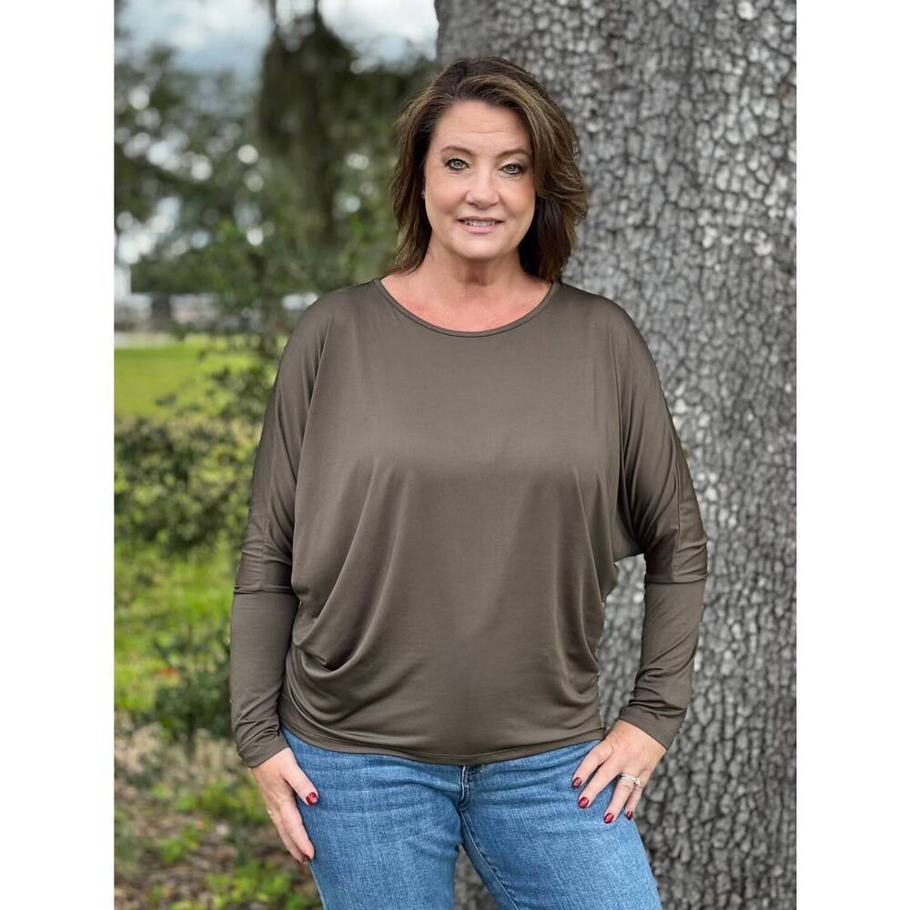 NEW SOUTHERN GRACE the carolyn long sleeve top in olive